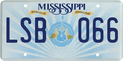 MS license plate LSB066