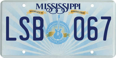 MS license plate LSB067