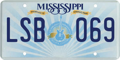 MS license plate LSB069