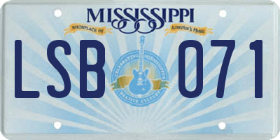 MS license plate LSB071