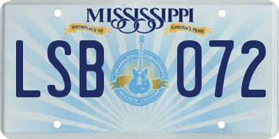 MS license plate LSB072