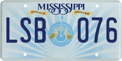 MS license plate LSB076