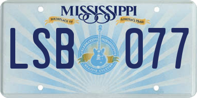 MS license plate LSB077