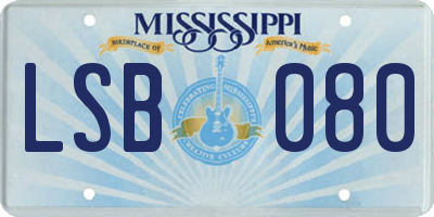 MS license plate LSB080