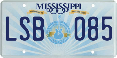 MS license plate LSB085