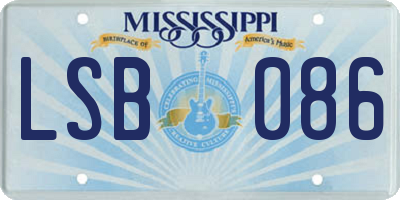 MS license plate LSB086