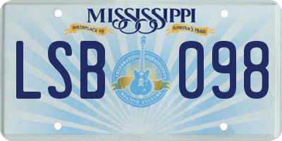 MS license plate LSB098