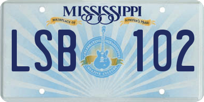 MS license plate LSB102