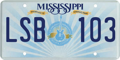 MS license plate LSB103