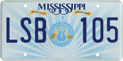 MS license plate LSB105