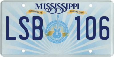MS license plate LSB106