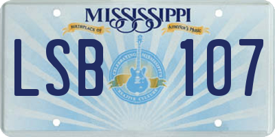 MS license plate LSB107