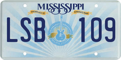 MS license plate LSB109