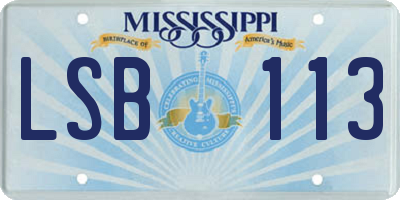 MS license plate LSB113