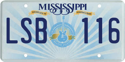 MS license plate LSB116