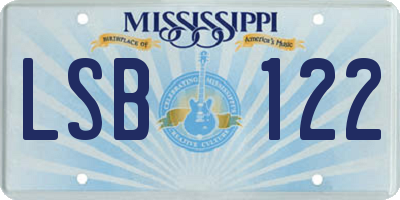 MS license plate LSB122
