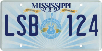 MS license plate LSB124