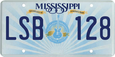 MS license plate LSB128