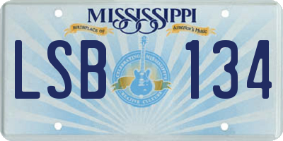 MS license plate LSB134
