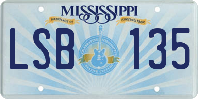 MS license plate LSB135