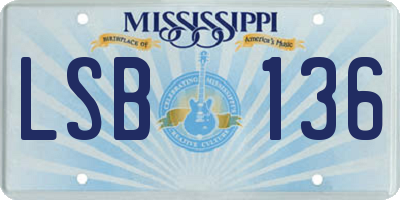 MS license plate LSB136