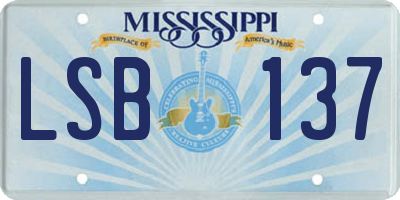 MS license plate LSB137