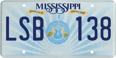 MS license plate LSB138
