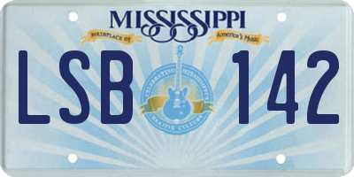 MS license plate LSB142