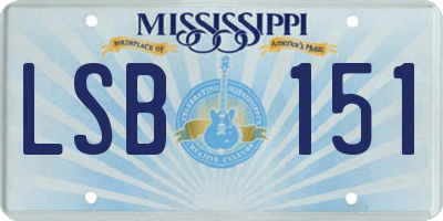 MS license plate LSB151
