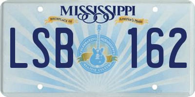 MS license plate LSB162