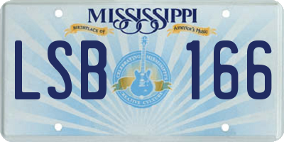 MS license plate LSB166