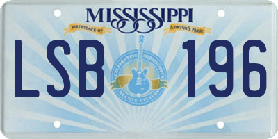 MS license plate LSB196