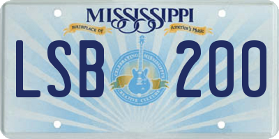 MS license plate LSB200
