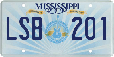 MS license plate LSB201