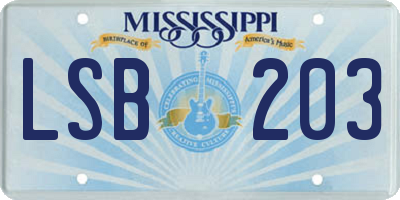 MS license plate LSB203