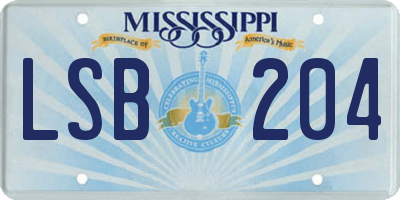 MS license plate LSB204