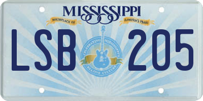 MS license plate LSB205