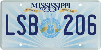 MS license plate LSB206