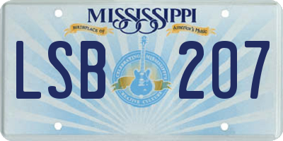 MS license plate LSB207