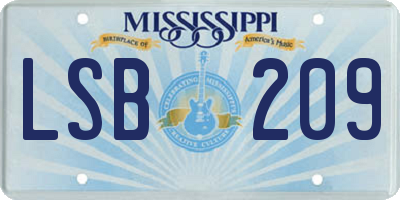 MS license plate LSB209