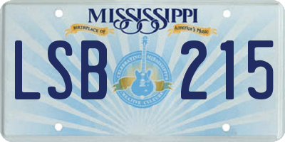 MS license plate LSB215