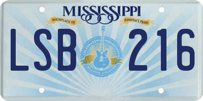 MS license plate LSB216