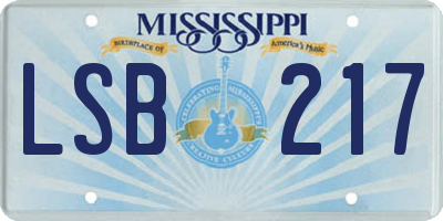 MS license plate LSB217