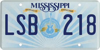 MS license plate LSB218