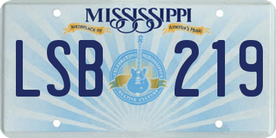MS license plate LSB219