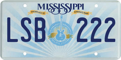MS license plate LSB222