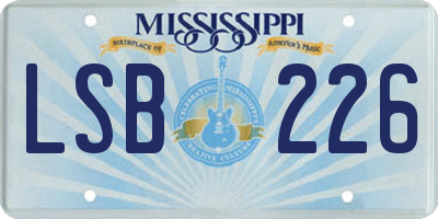 MS license plate LSB226