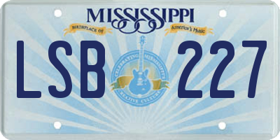 MS license plate LSB227