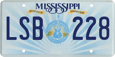MS license plate LSB228