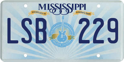 MS license plate LSB229